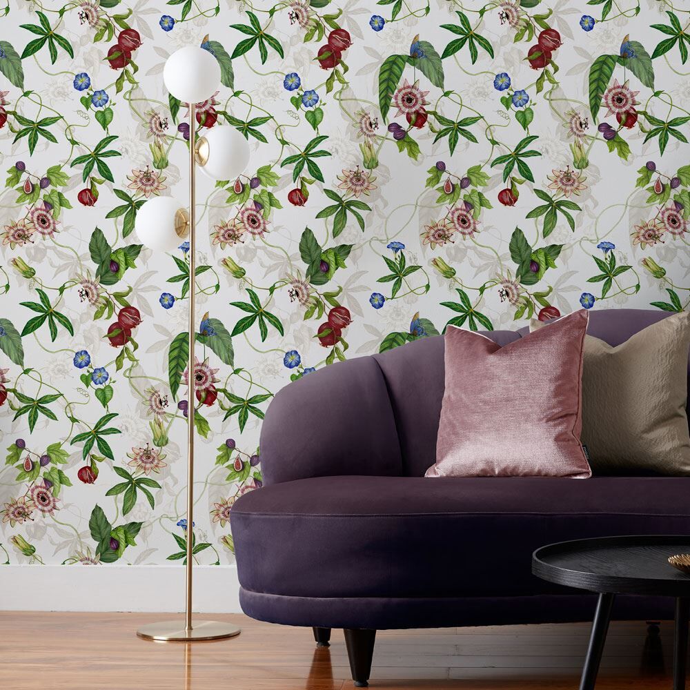 Paoletti Figaro Botanical Printed Wallpaper, White