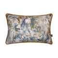 Scatter Box Seren Floral Tropical Print Feather Filled Piped Cushion, Blue/Ochre, 35 x 50 Cm