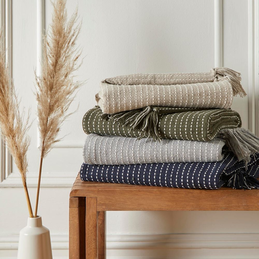 Drift Home Quinn Woven 100% Recycled Eco-Friendly Cotton Rich Fringed Throw