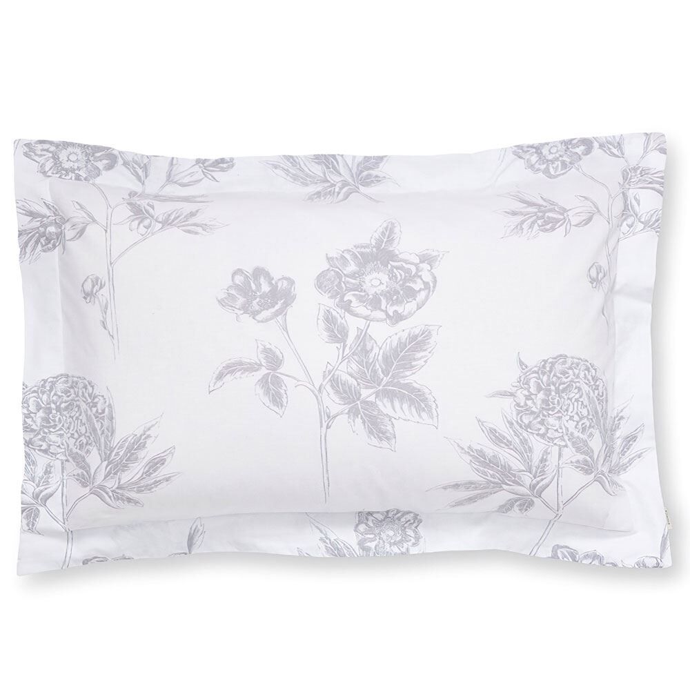 Bianca Botanical Floral Print 100% Cotton Oxford Pillowcase, White/Blue
