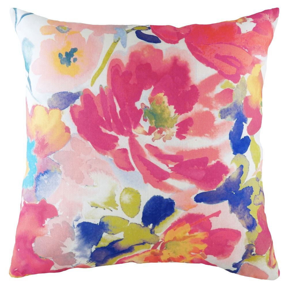 Evans Lichfield Aquarelle Floral Abstract Print Cushion Cover, Polyester, Linen, Multi, 43 x 43 Cm