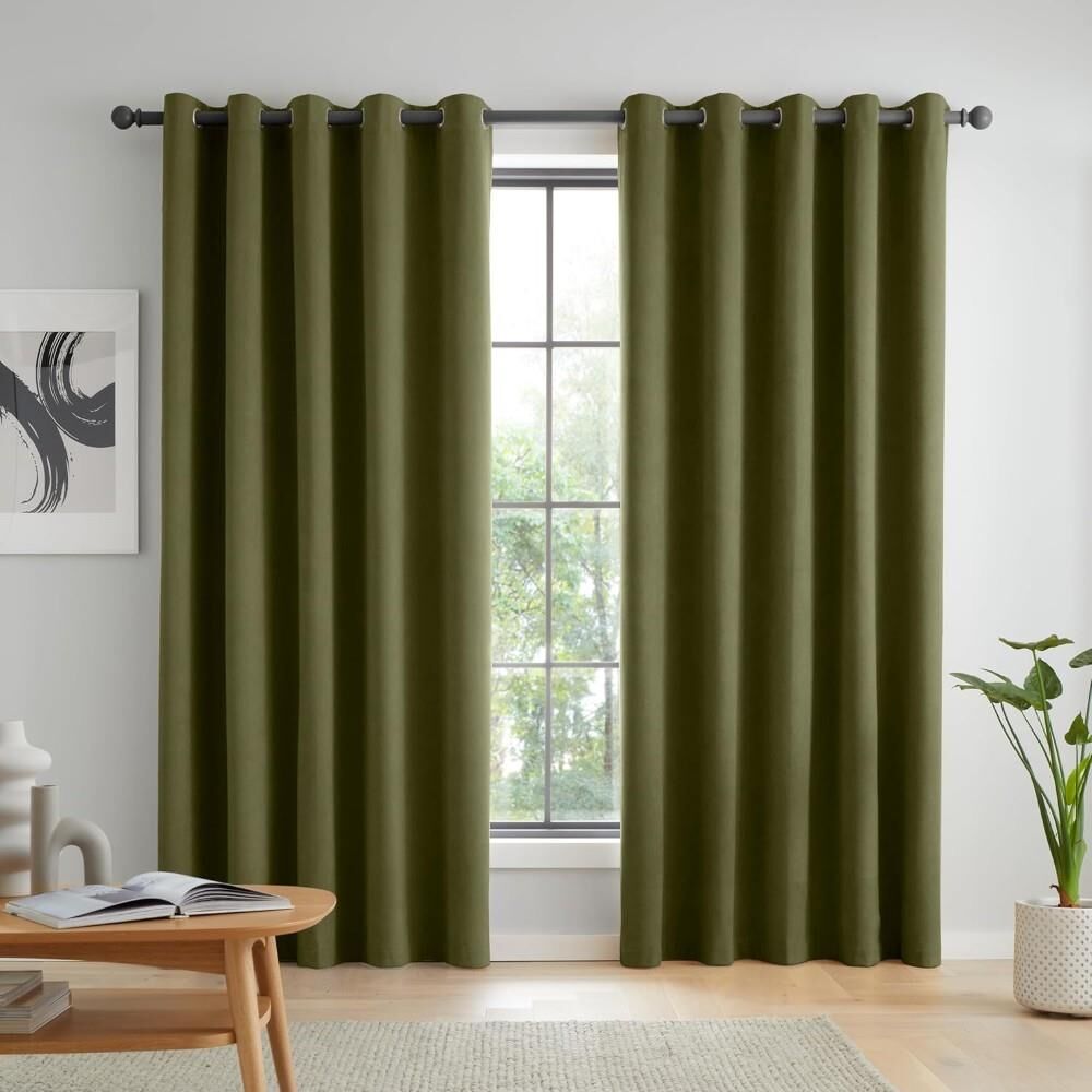 Catherine Lansfield Wilson Velvet Blackout Thermal Eyelet Lined Curtains