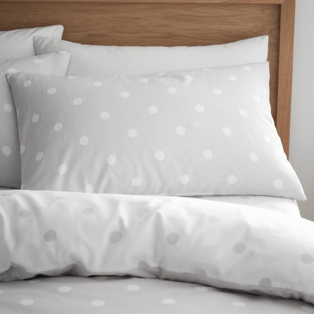Catherine Lansfield Polka Dot 100% Brushed Cotton Reversible Duvet Cover Set