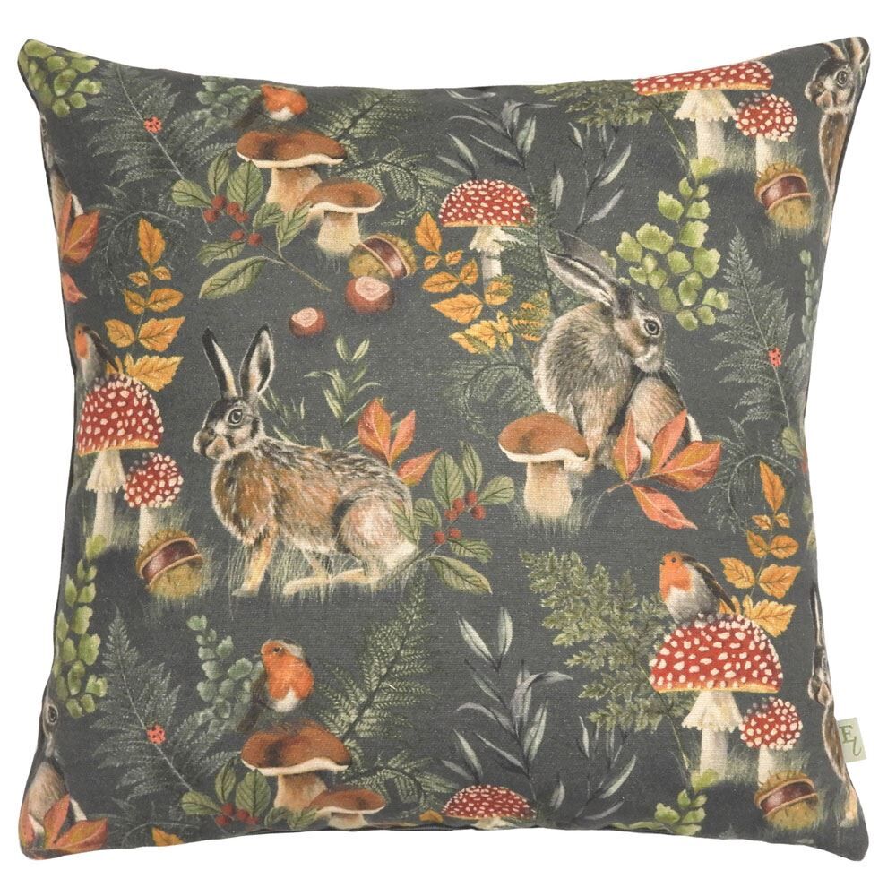 Evans Lichfield Forest Hare Repeat Cushion Cover, Grey, 43 x 43 Cm