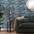 Furn Winter Woods Animal Printed Wallpaper, Blue