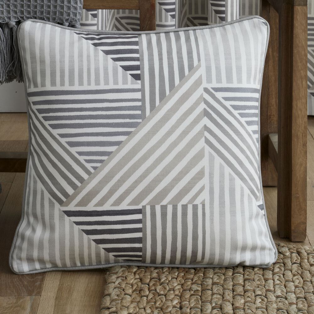 Fusion Campden Geometric Print 100% Cotton Piped Edge Cushion Cover