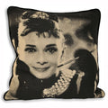 Riva Home Audrey Hepburn Movie Star Piped Cushion Cover, Black, 45 x 45 Cm