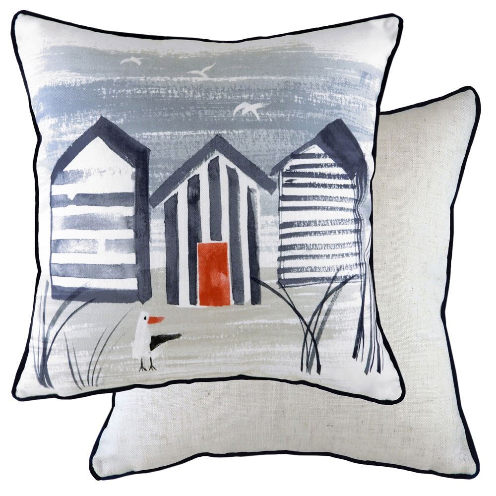 Evans Lichfield Nautical Beach Huts Watercolour Print Cushion Cover, Multi, 43 x 43 Cm