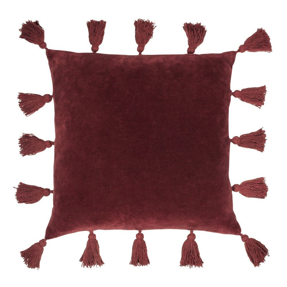 Furn Medina 100% Cotton Faux Velvet Tasselled Cushion Cover