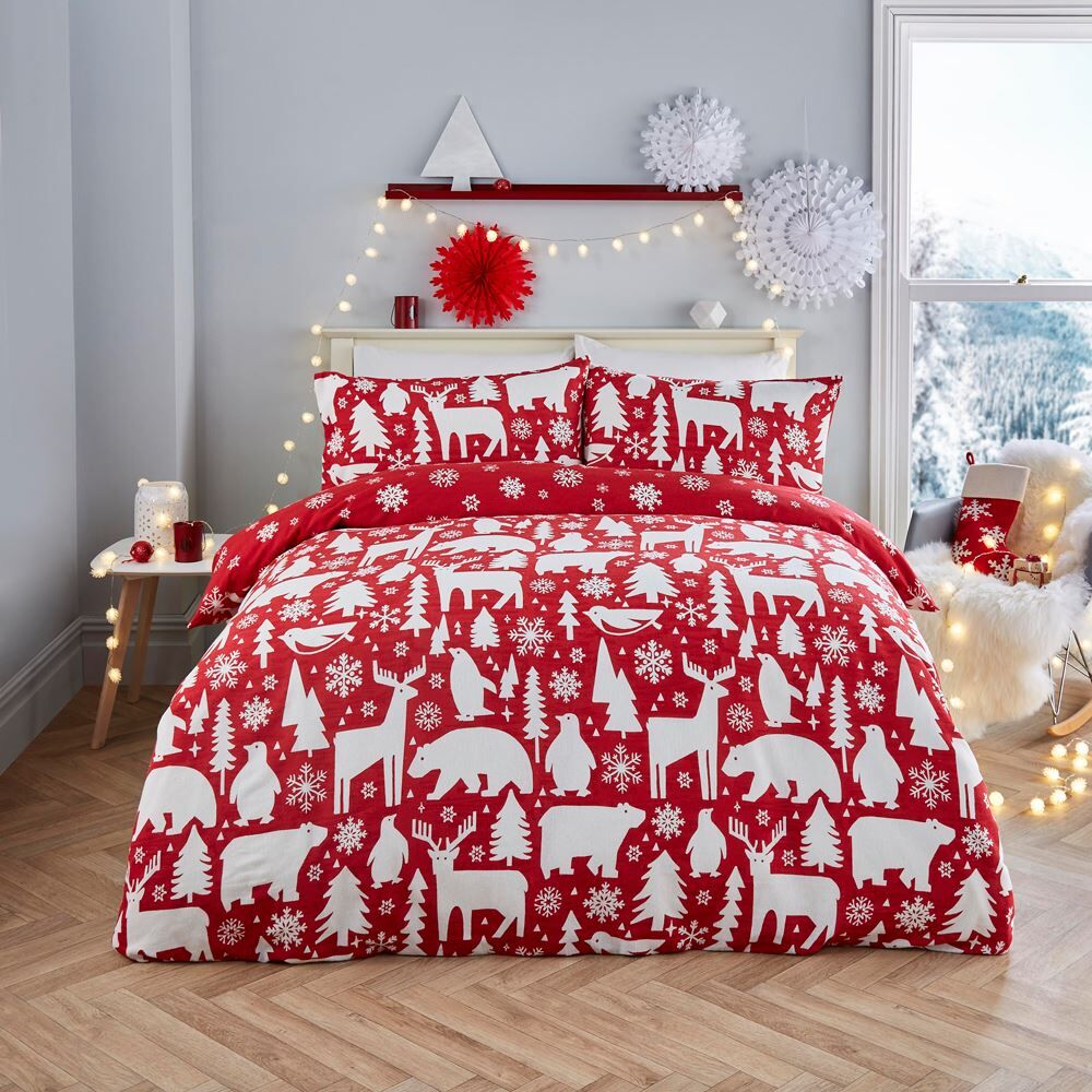 Fusion Christmas Arctic Animals Reversible 100% Cotton Duvet Cover Set