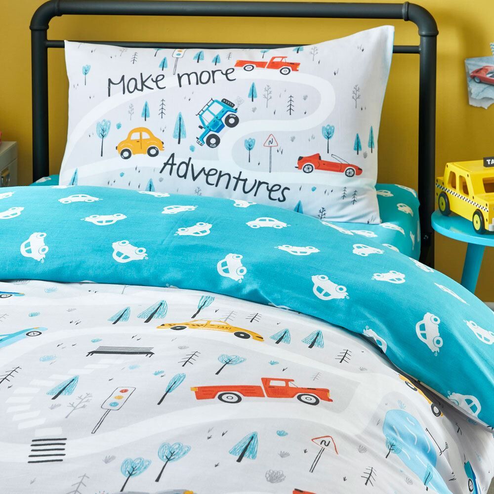 Bedlam Kids Little Transport Glow In The Dark Print Reversible Duvet Cover Set
