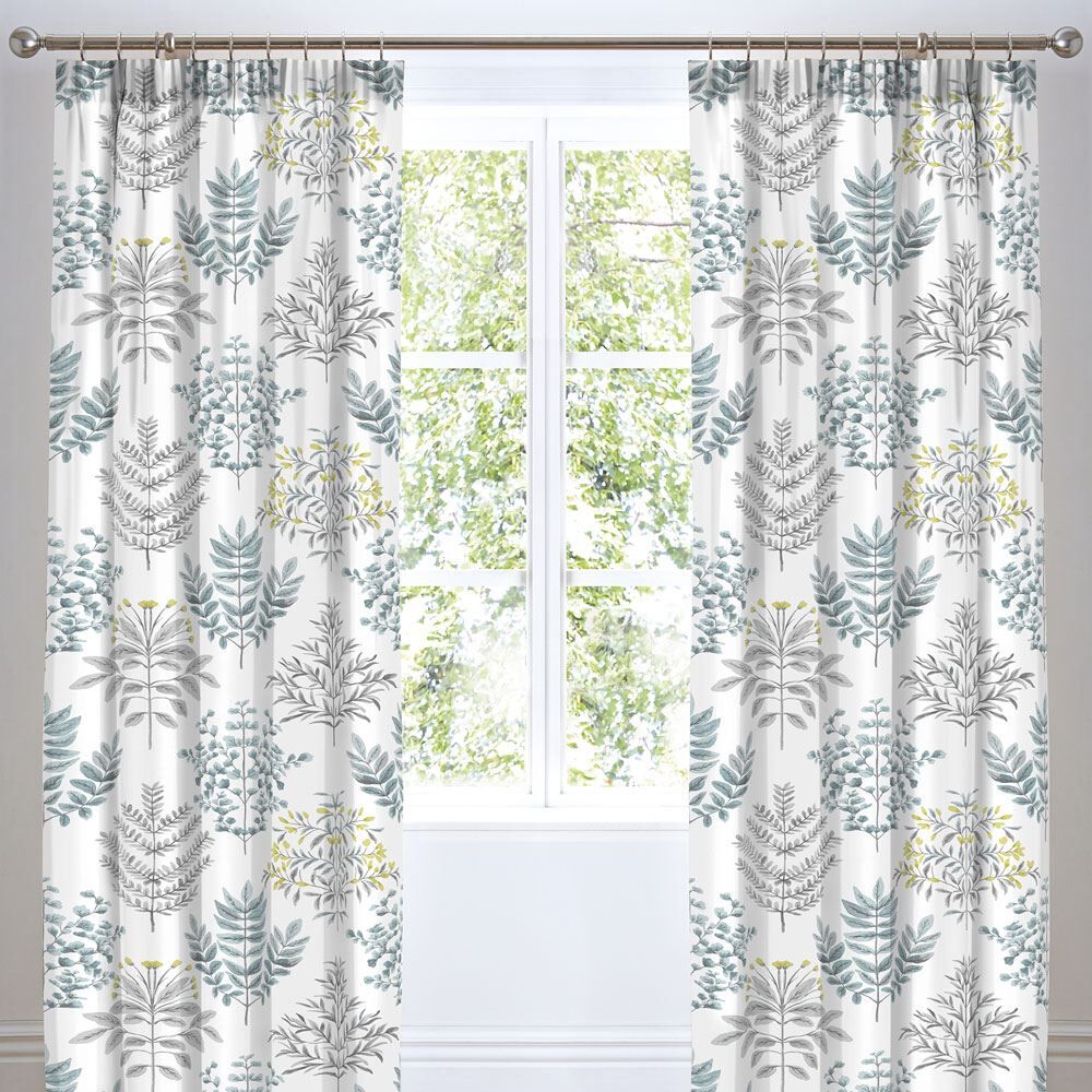 Dreams & Drapes Emily Botanical Pencil Pleat Lined Curtains