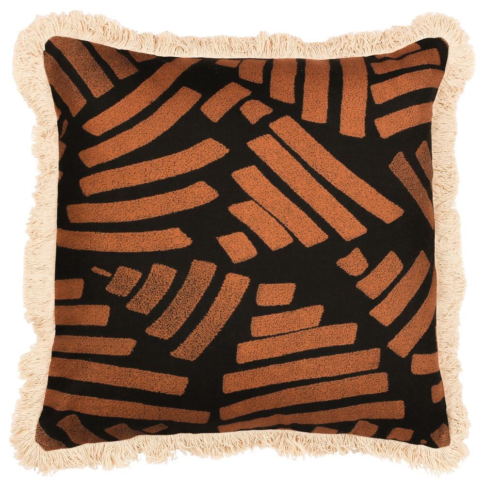 Paoletti Oromo Blocks Fringed Cushion Cover