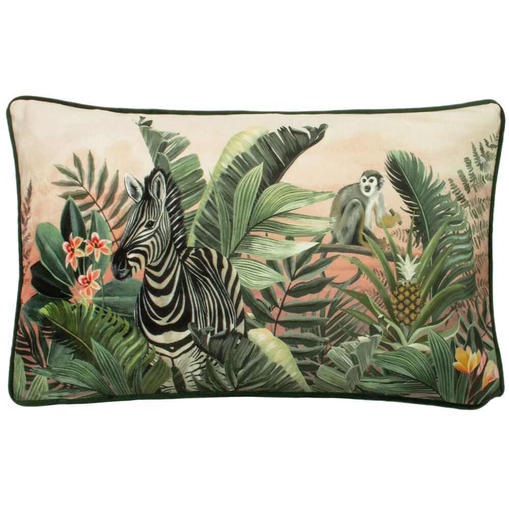 Evans Lichfield Manyara Zebra Faux Velvet Piped Edge Cushion Cover, Multi, 30 x 50 Cm