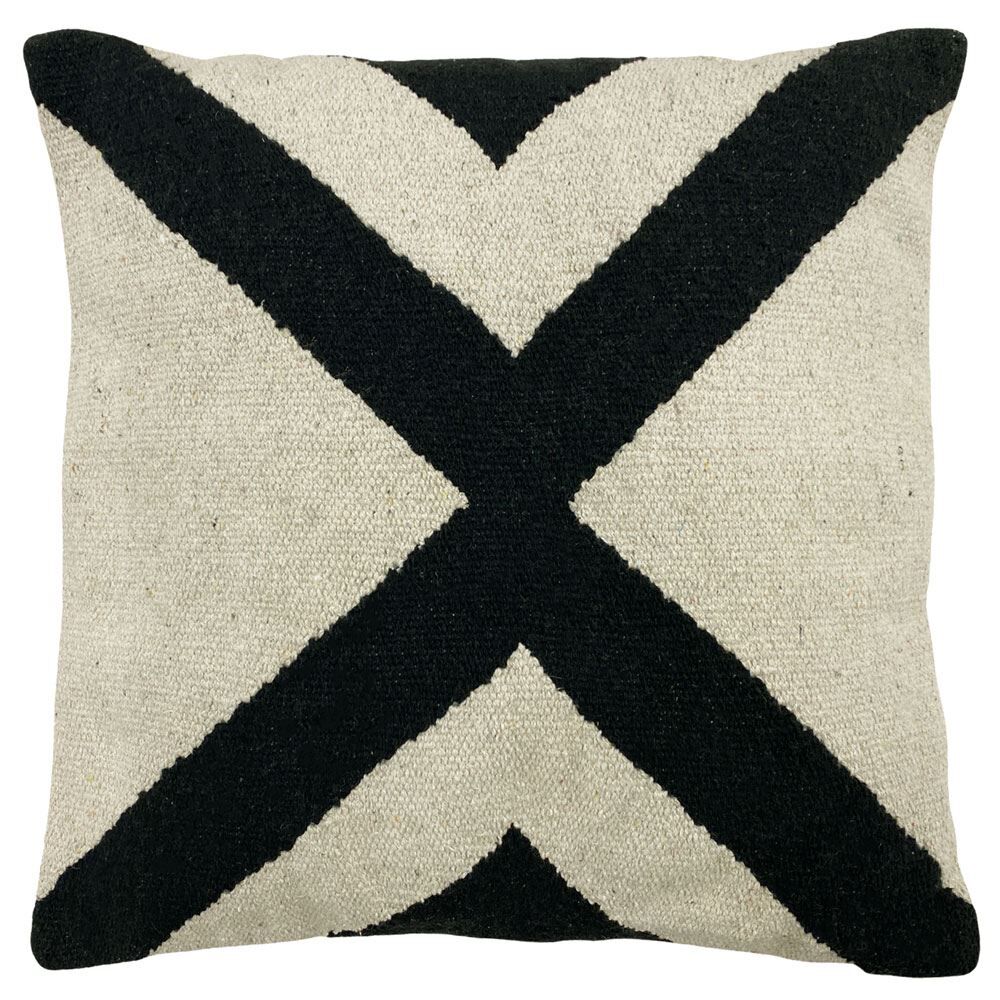 The Linen Yard Altai Woven Jacquard 100% Cotton Cushion Cover, Black/White, 50 x 50 Cm