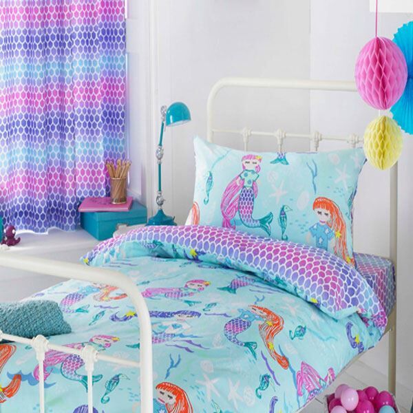 Little Big Cloud Mermaid Print Reversible Duvet Cover Set, Multi