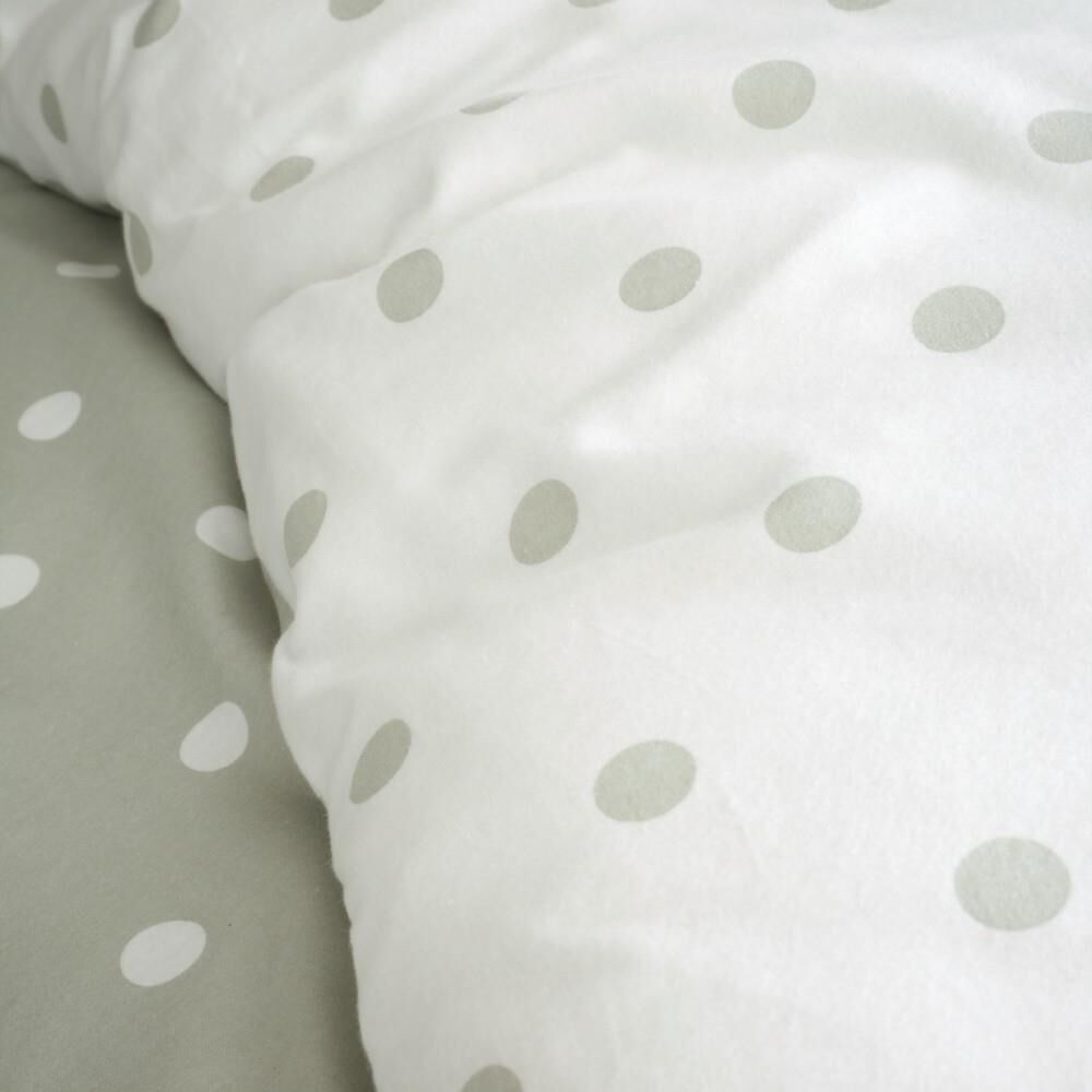 Catherine Lansfield Polka Dot 100% Brushed Cotton Reversible Duvet Cover Set