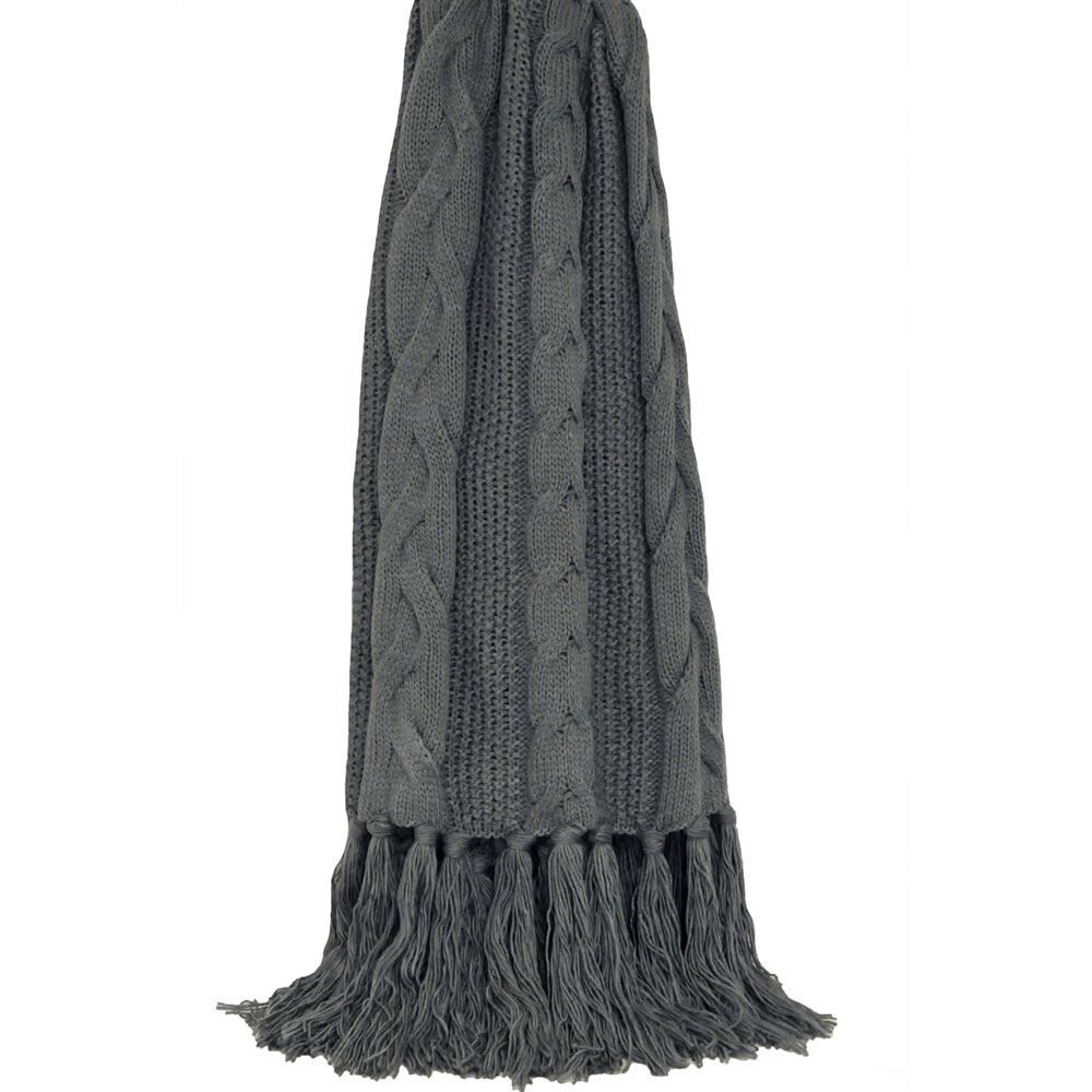 Riva Home Santana Chunky Cable Knit Fringed Throw
