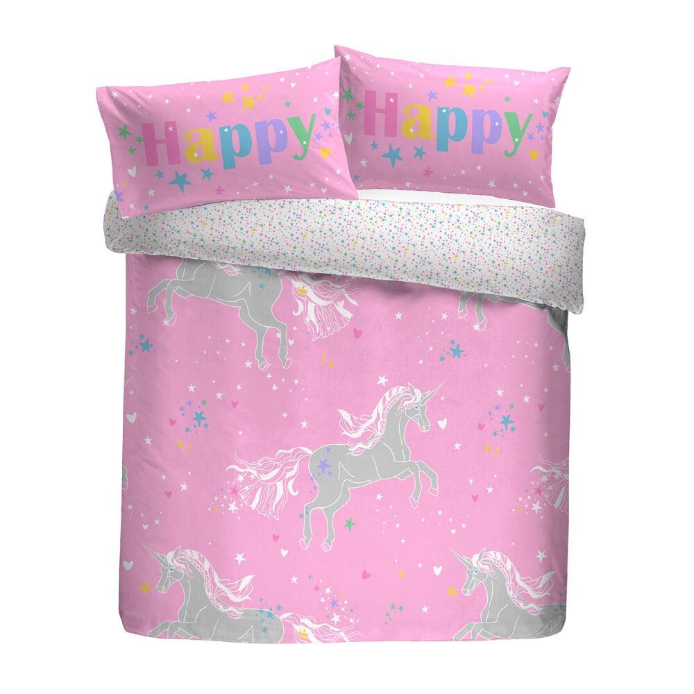 Bedlam Kids Unicorn Glow In The Dark Print Reversible Duvet Cover Set