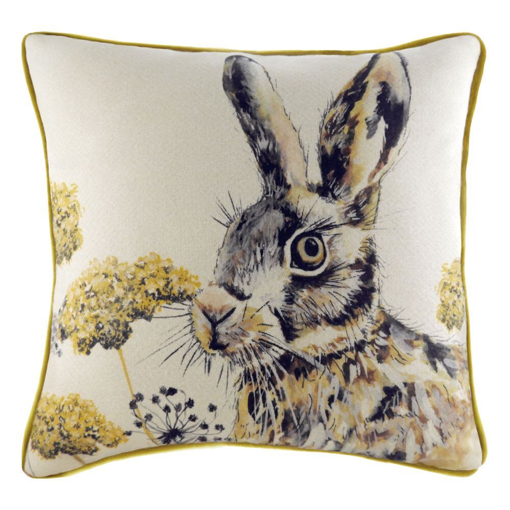 Evans Lichfield Elwood Hare Watercolour Print Piped Edge Cushion Cover, Multi, 50 x 50 Cm