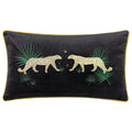 Wylder Dusk Leopard Embroidered Velvet Piped Edge Cushion Cover