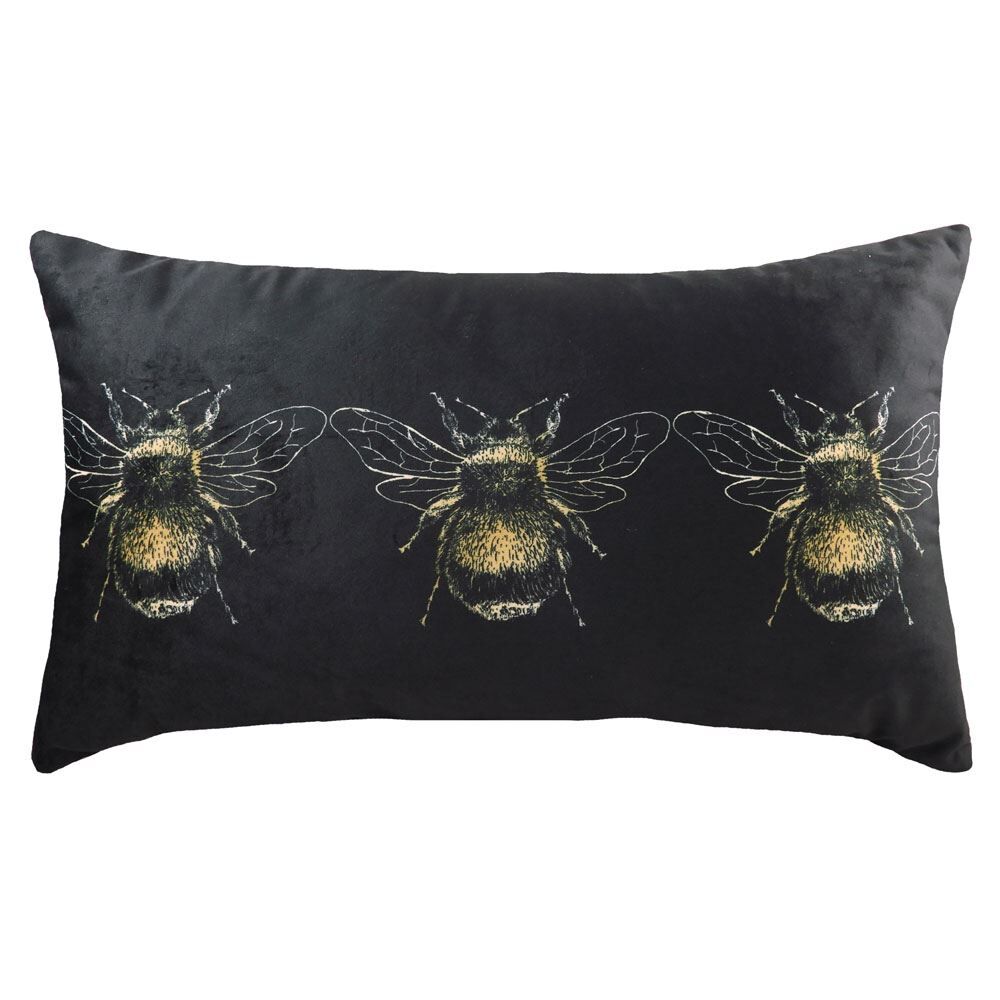 Evans Lichfield Gold Bee Faux Velvet Cushion Cover