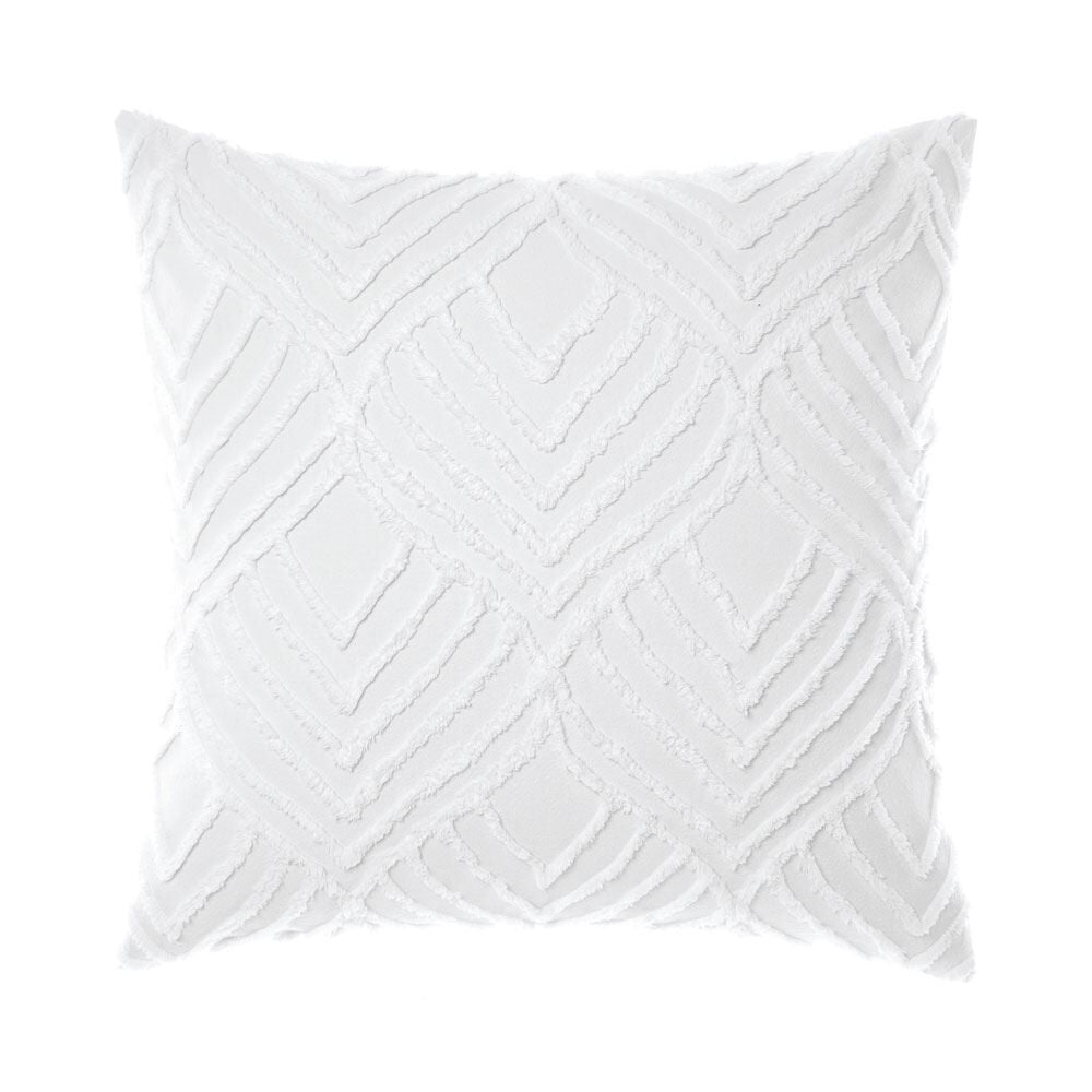 Linen House Palm Springs 100% Cotton Chenille Tuffted Continental Pillow Case, White