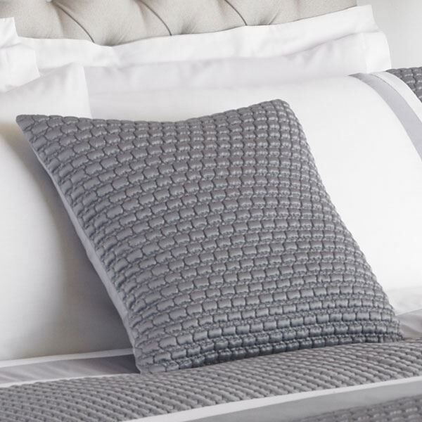 Riva Home Honeycomb Faux Silk Embellished Cushion Cover, Silver, 45 x 45 Cm