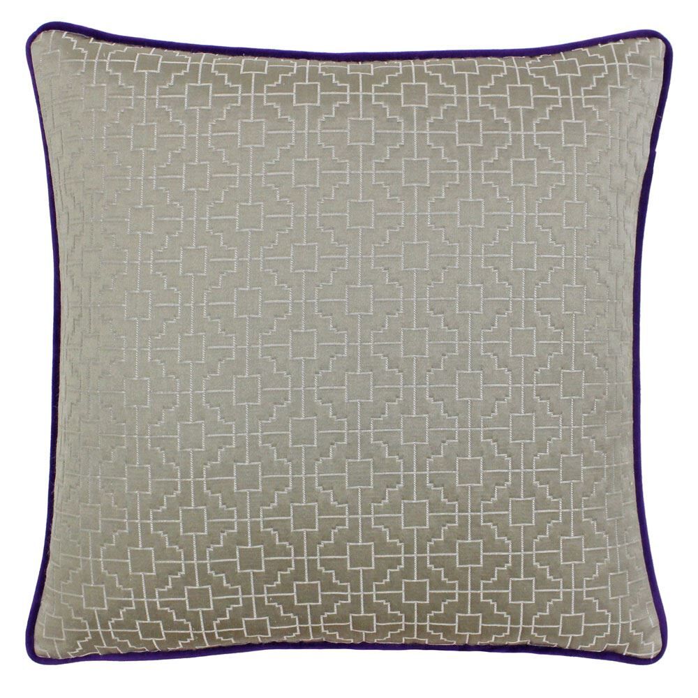 Riva Paoletti Belsize Geometric Square Jacquard Weave Piped Cushion Cover