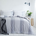 The Linen Yard Signature Stripe 100% Cotton Duvet Cover Set, Blue, King