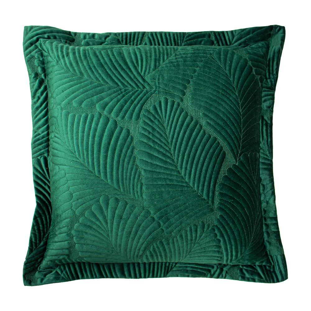 Paoletti Palmeria Embroidered Faux Velvet Quilted Cushion Cover