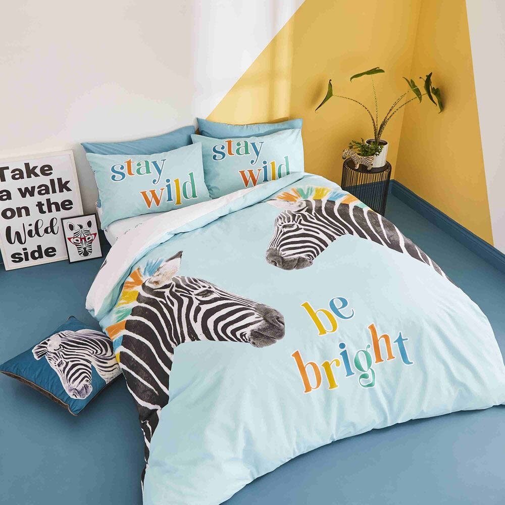 Catherine Lansfield Stay Wild Zebra Print Easy Care Reversible Duvet Cover Set