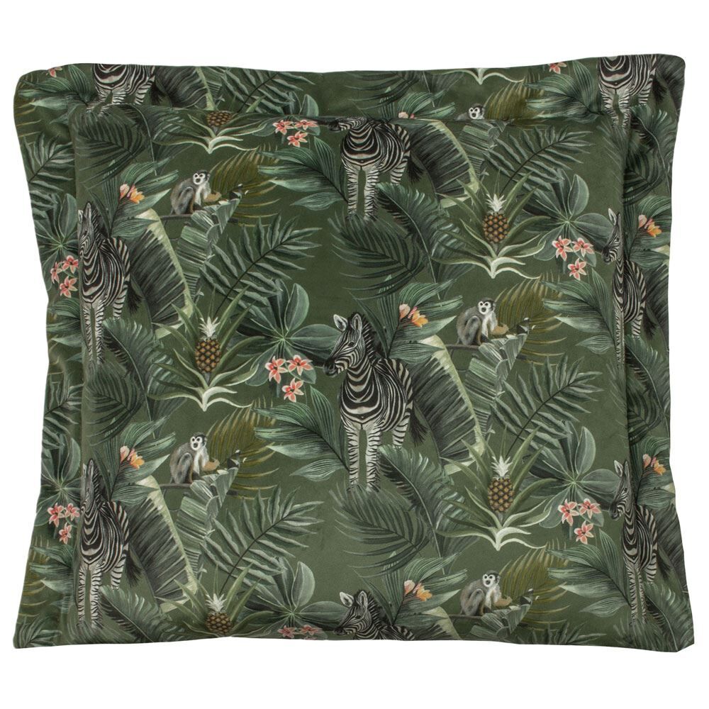 Evans Lichfield Manyara Zebra Faux Velvet Oxford Border Cushion Cover, Multi, 50 x 50 Cm