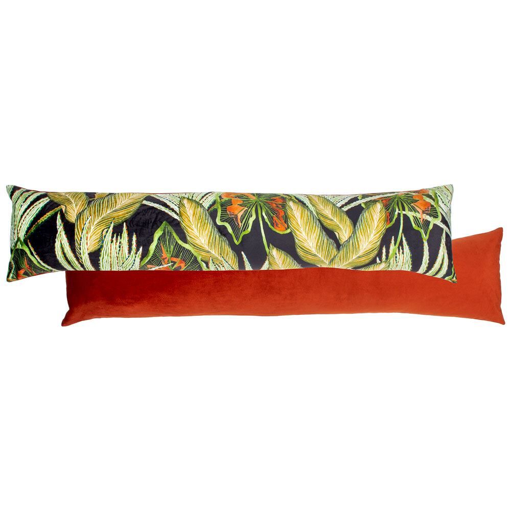 Wylder Tropics Mogori Abstract Leaves Print Velvet Draught Excluder