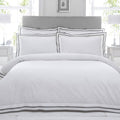 Riva Paoletti Sandringham 100% Cotton 200 Thread Count Duvet Cover Set, Pewter, Super King