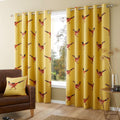 Fusion Pheasant Contemporary Print 100% Cotton Eyelet Lined Curtains