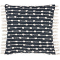 Furn Dhadit Stripe Woven Cotton Rich Tasselled Cushion Cover, Grey/Natural, 45 x 45 Cm