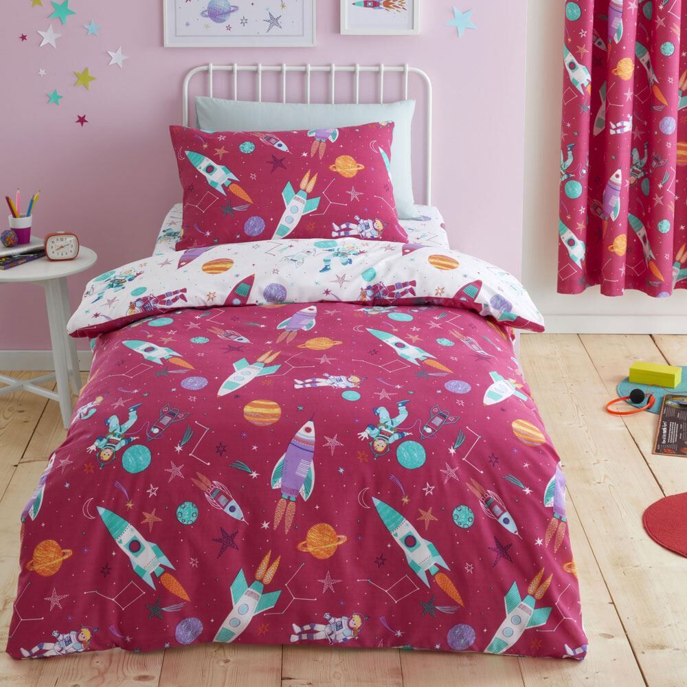 Bedlam Kids Super Sonic Cosmic Print Glow In The Dark Duvet Cover Set