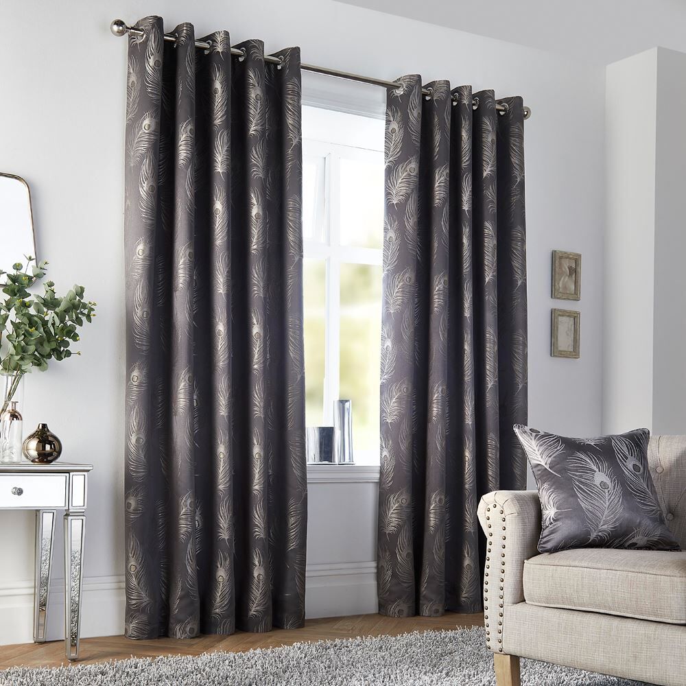 Curtina Feather Jacquard Eyelet Lined Curtains