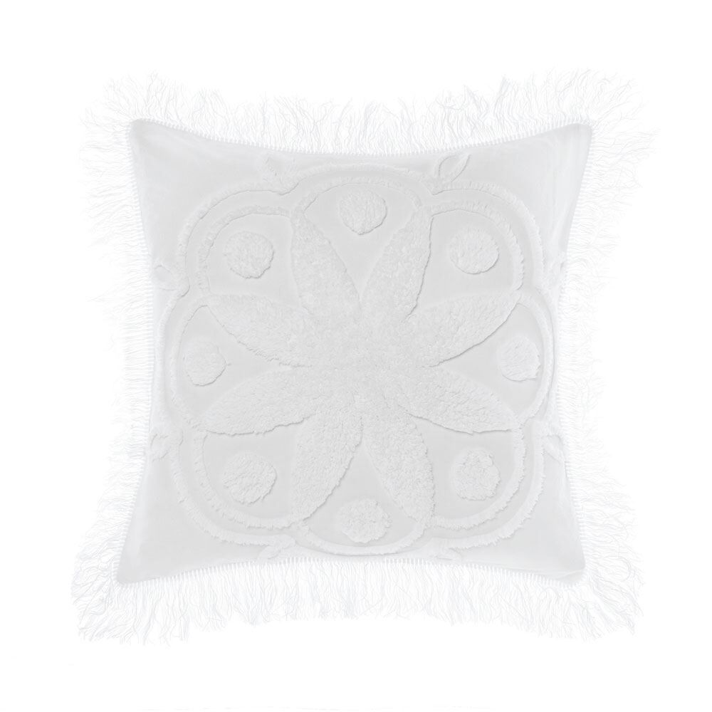 Linen House Manisha Medallion Tufted Chenille 100% Cotton Continental Pillow Case, White