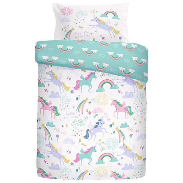 Bedlam Kids Rainbow Unicorn Reversible Duvet Cover Set, Multi