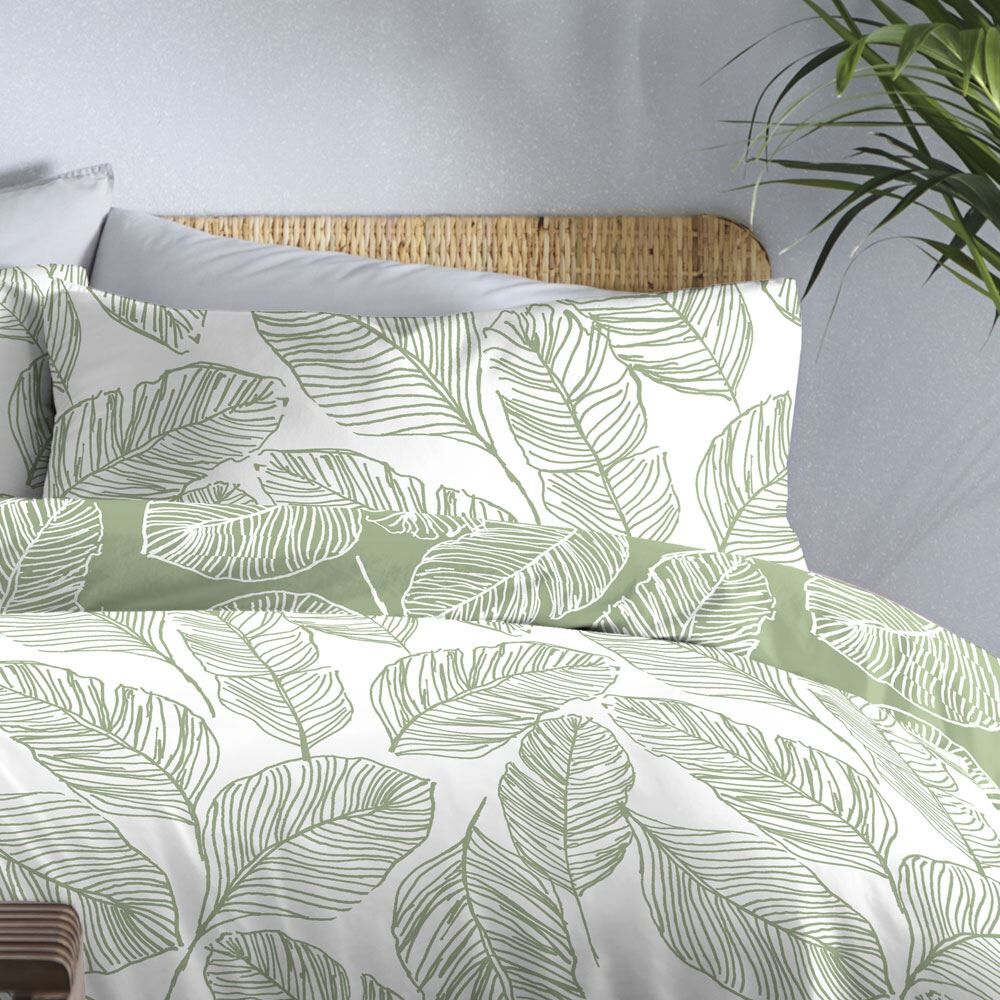 Fusion Matteo Botanical Palm Leaf Print Easy Care Reversible Duvet Cover Set