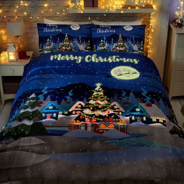 Bedlam Glow In The Dark Christmas Reversible Duvet Cover Set, Multi