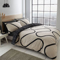 Catherine Lansfield Linear Curve Geometric Print Easy Care Reversible Duvet Cover Set