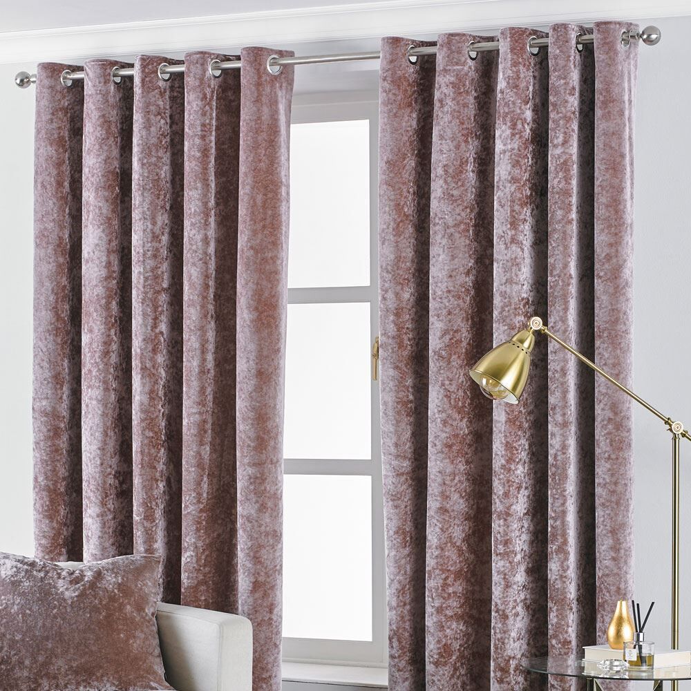 Paoletti Verona Crushed Velvet Lined Eyelet Curtains