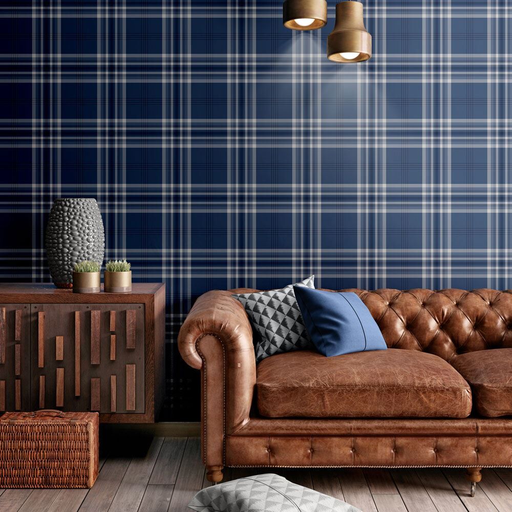Catherine Lansfield Kelso Check Contemporary Wallpaper