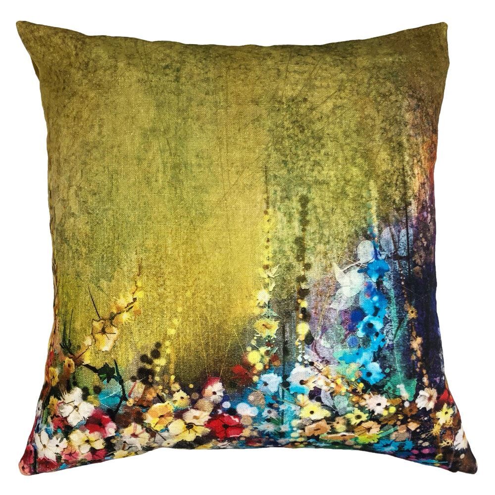 Riva Home Artisan Textural Floral 100% Cotton Cushion Cover, Ochre, 50 x 50 Cm