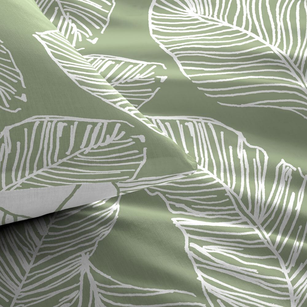 Fusion Matteo Botanical Palm Leaf Print Easy Care Reversible Duvet Cover Set