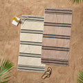 Catherine Lansfield Banded Stripe 100% Cotton Beach Towel, Cream/Natural, 2 Pack