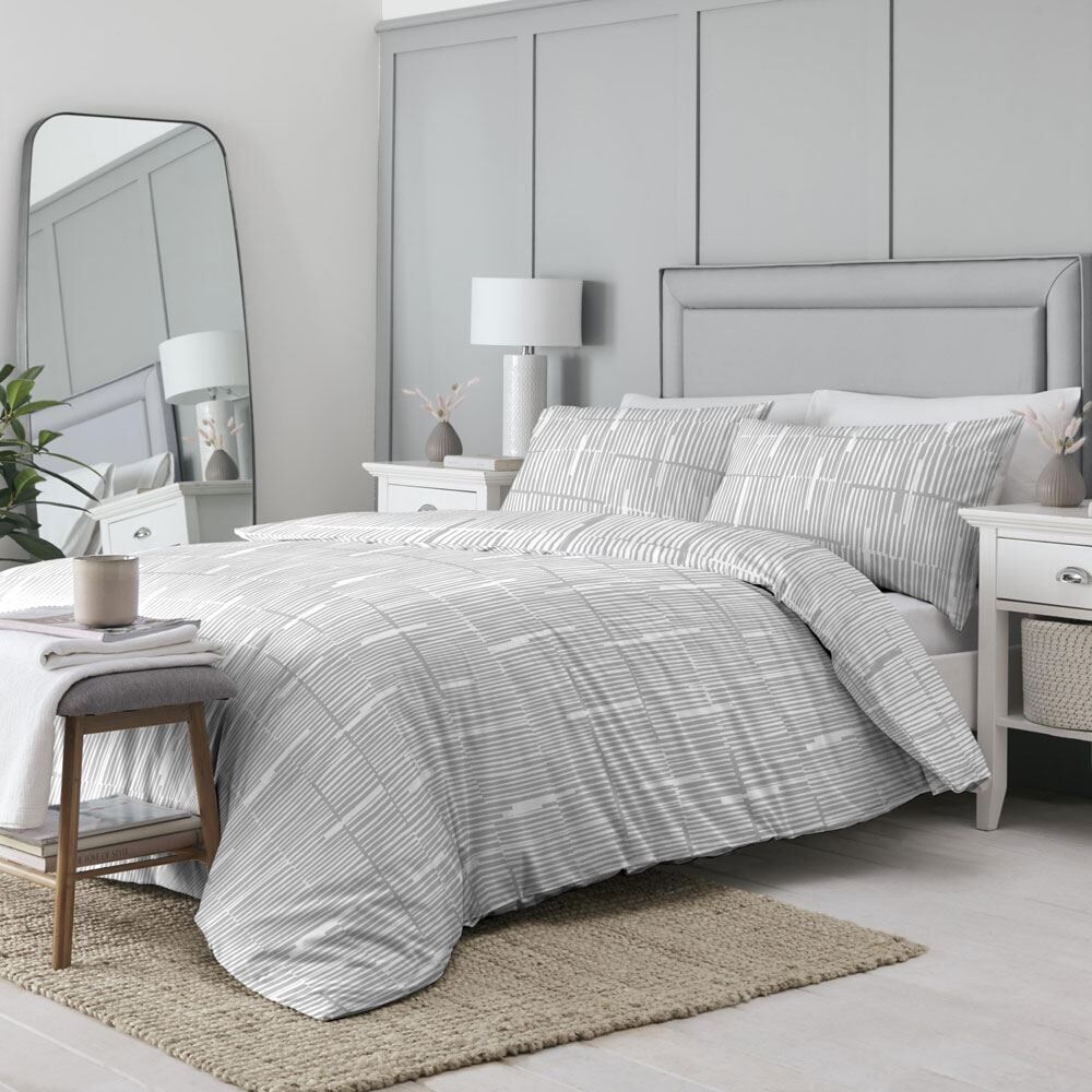 Drift Home Linear Striped Contemporary Print Reversible Eco-Friendly Duvet Cover Set